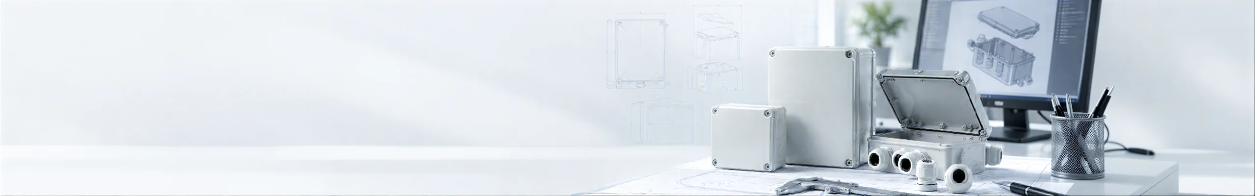 BOWO enclosure concepts and engineering drawings in a product design workspace