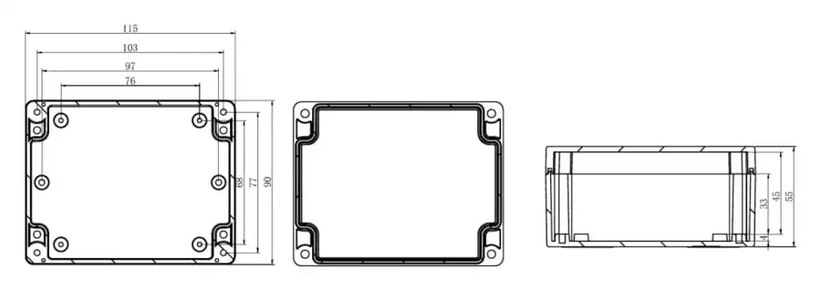 F115-85-35 dimensional line drawing