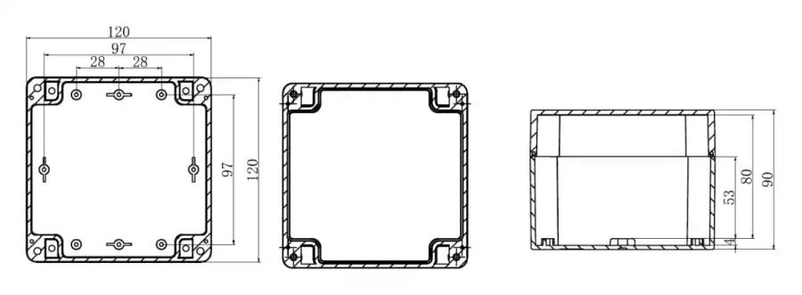 F120-120-90 dimensional line drawing
