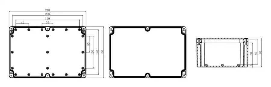 F240-160-90 dimensional line drawing