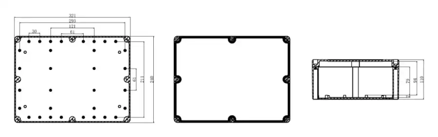 F320-240-110 dimensional line drawing