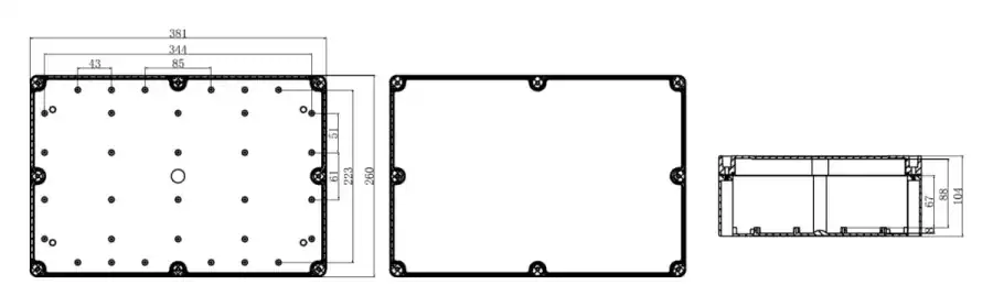 F380-260-105 dimensional line drawing