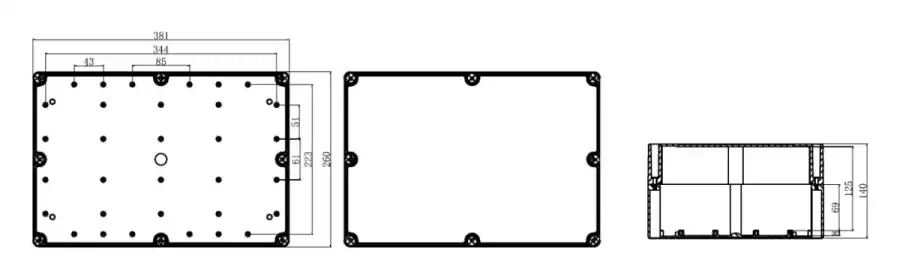 F380-260-140 dimensional line drawing