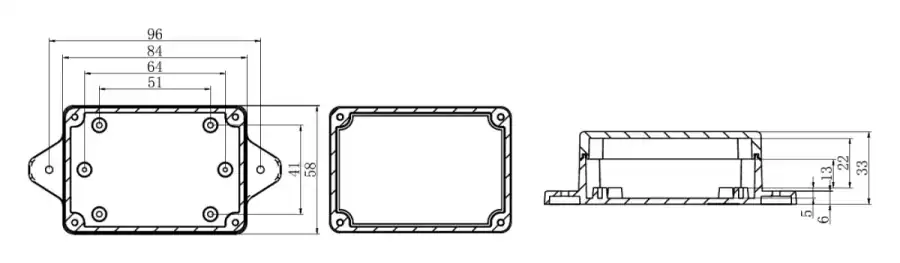 F83-58-34 dimensional line drawing