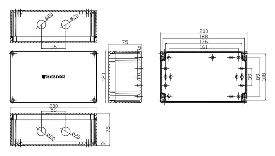 RK20-2-3 dimensional line drawing