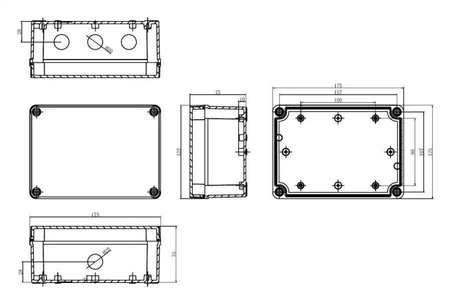 TB-4506 dimensional line drawing