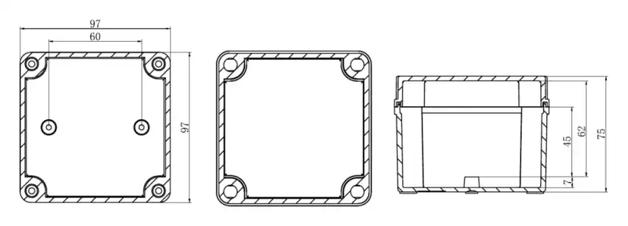 AG100-100-75 dimensional line drawing