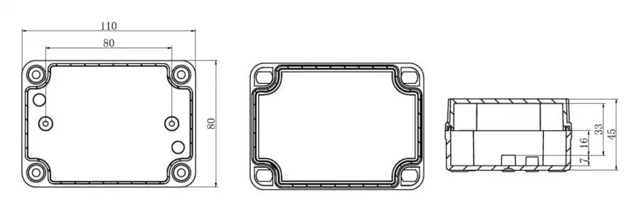 AG110-80-45 dimensional line drawing
