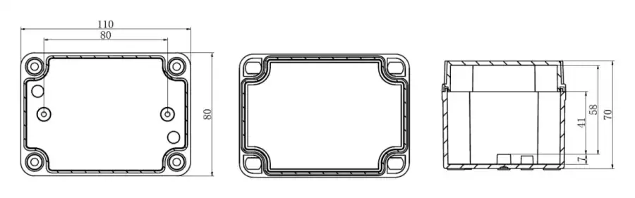 AG110-80-70 dimensional line drawing