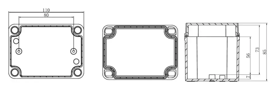 AG110-80-85 dimensional line drawing