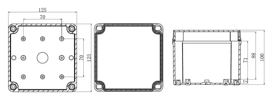 AG125-125-100 dimensional line drawing