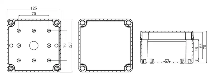 AG125-125-75 dimensional line drawing