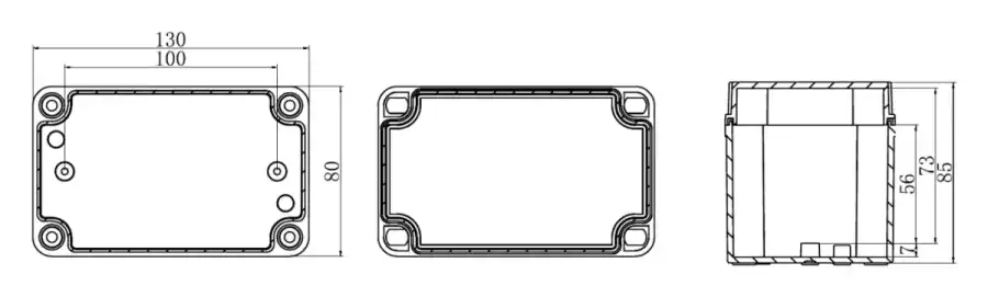 AG130-80-85 dimensional line drawing