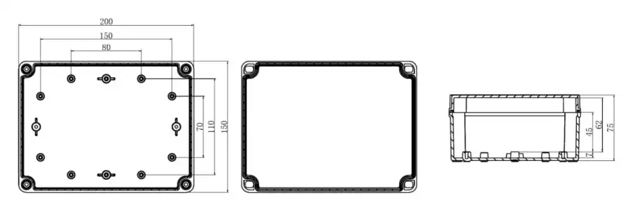 AG200-150-75 dimensional line drawing