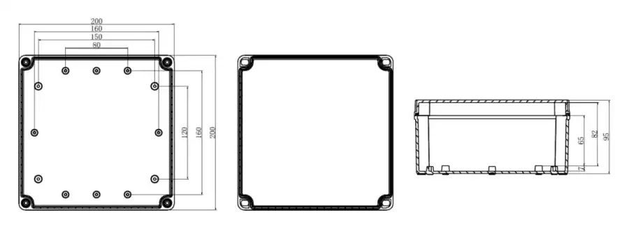 AG200-200-95 dimensional line drawing