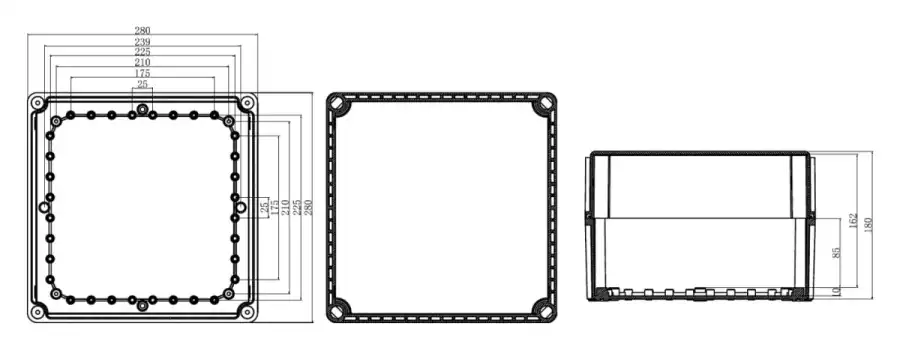 AG280-280-180 dimensional line drawing