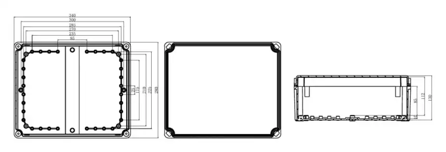 AG340-280-130 dimensional line drawing