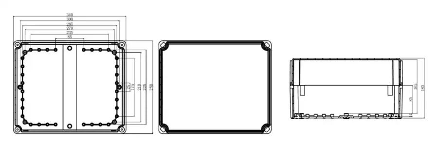 AG340-280-180 dimensional line drawing