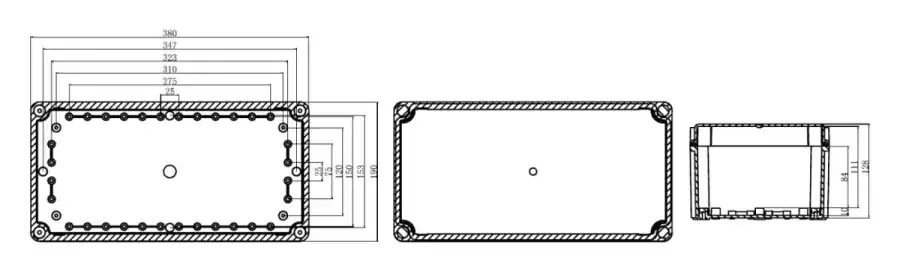AG380-190-130 dimensional line drawing