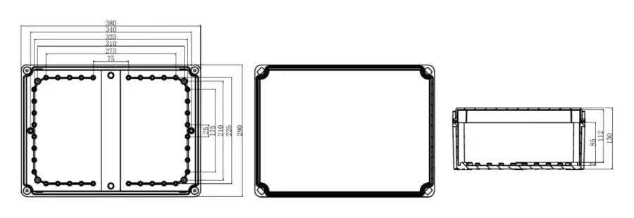 AG380-280-130 dimensional line drawing