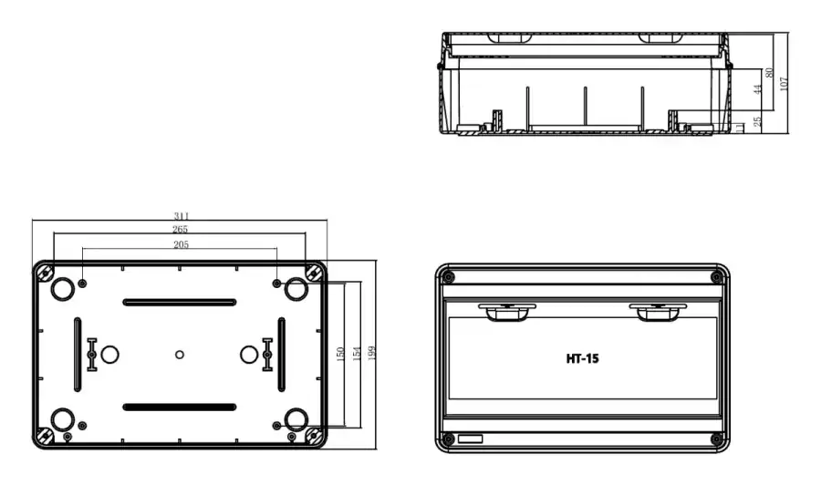 HT-15 dimensional line drawing