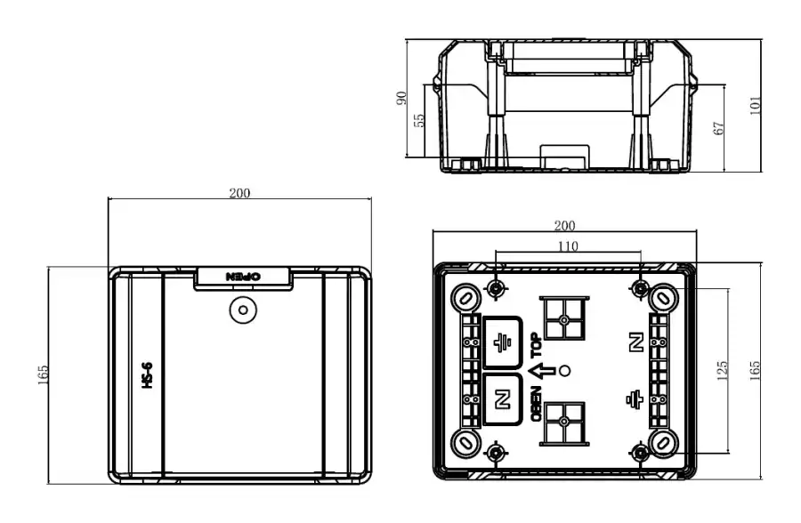 HTC-6 dimensional line drawing