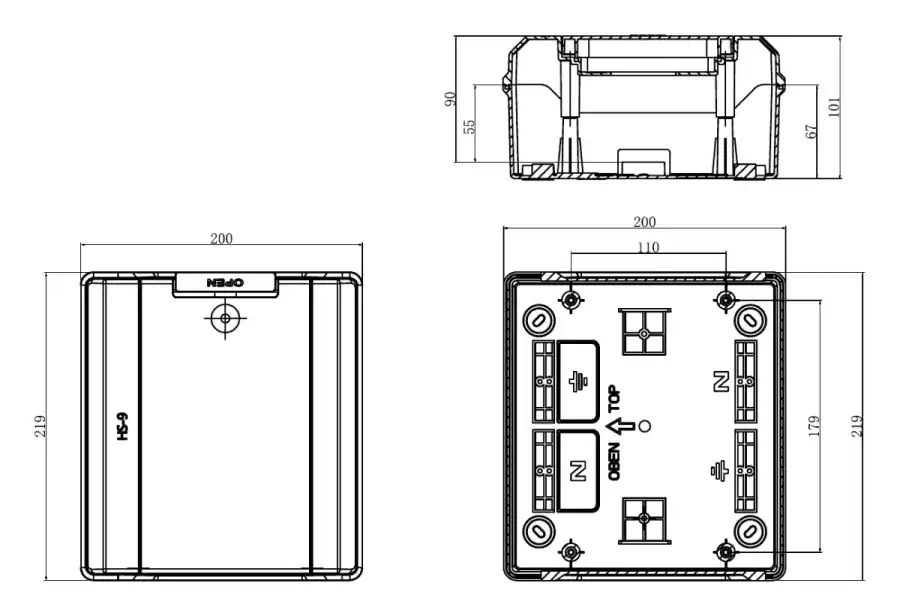 HTC-9 dimensional line drawing