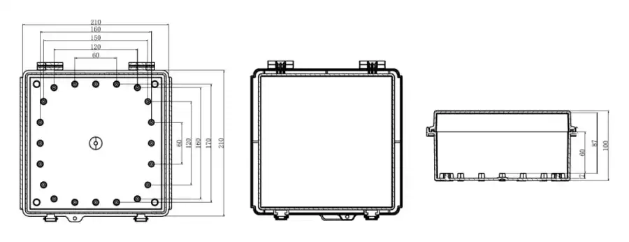 210-210-100 dimensional line drawing