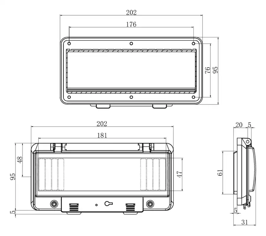 10 modules dimensional line drawing
