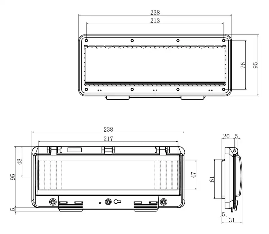 12 modules dimensional line drawing