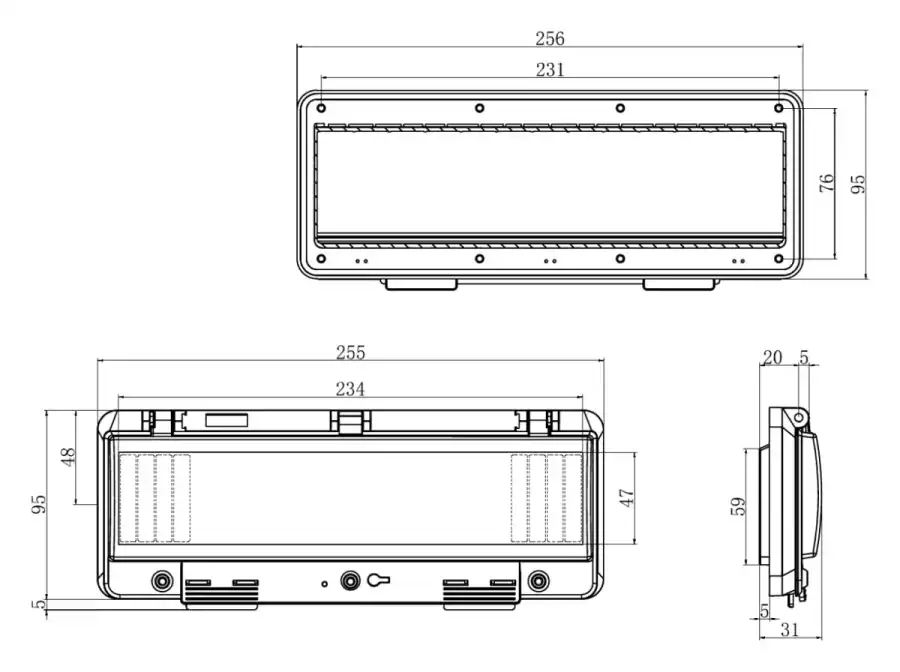 13 modules dimensional line drawing