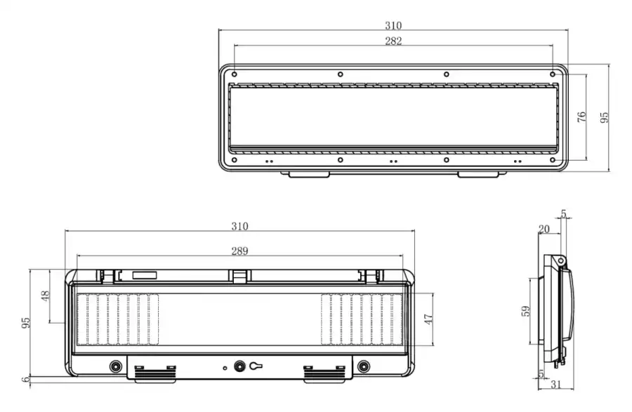16 modules dimensional line drawing