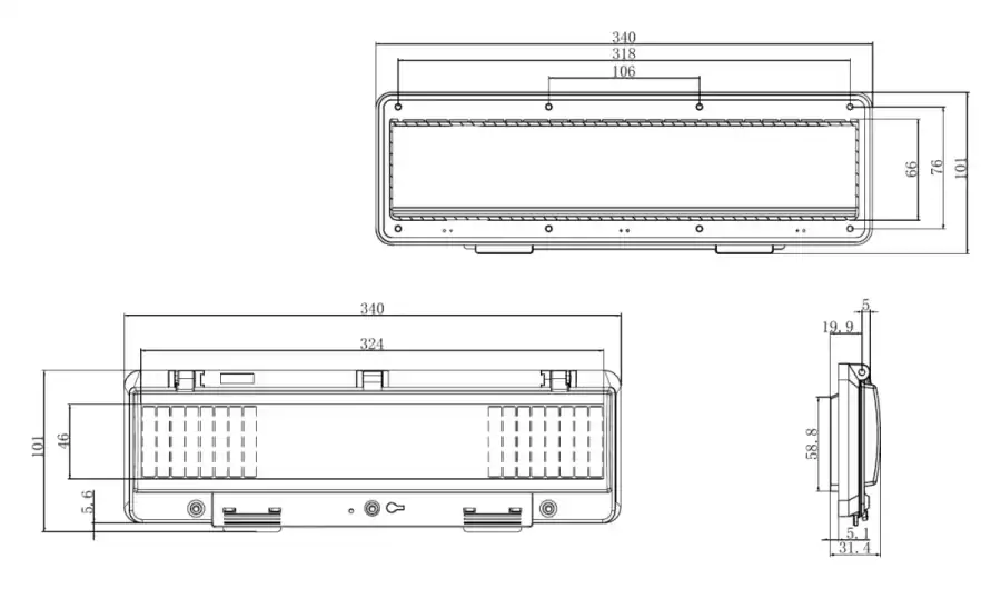 18 modules dimensional line drawing