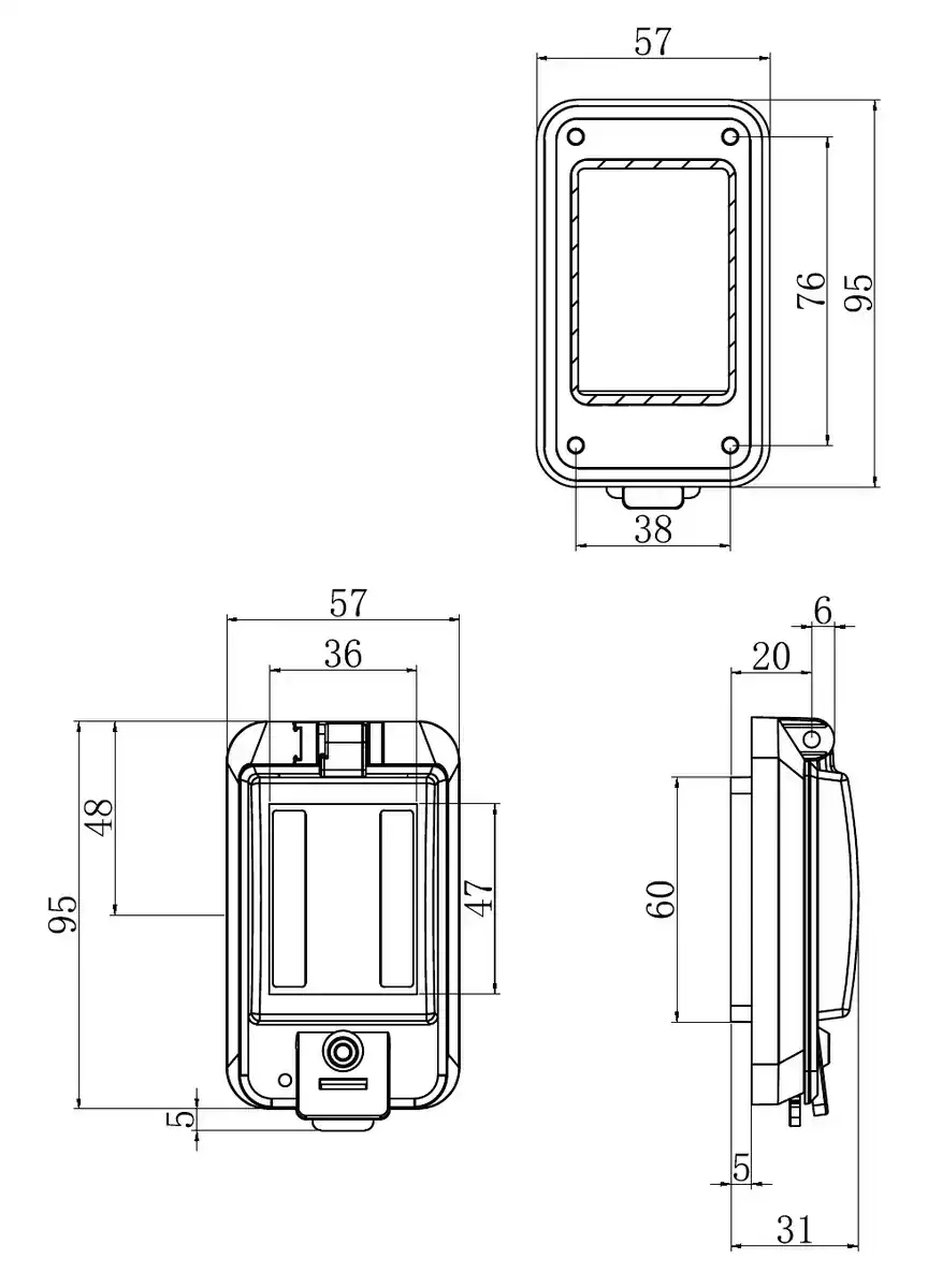 2 modules dimensional line drawing