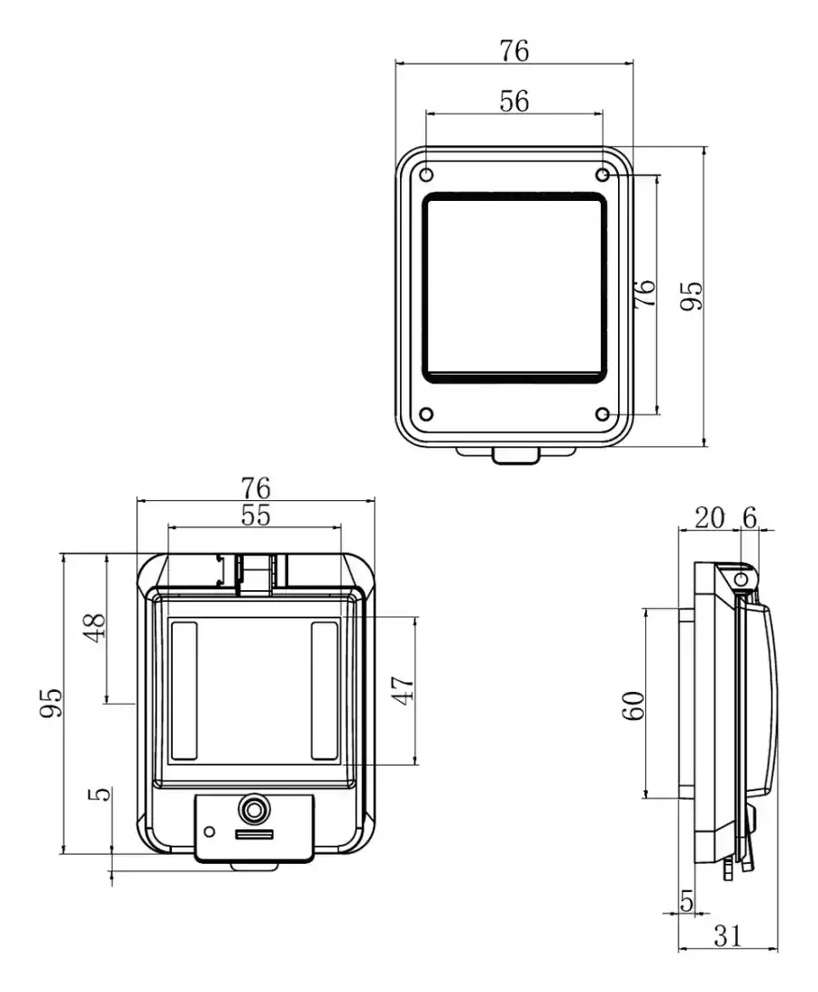 3 modules dimensional line drawing