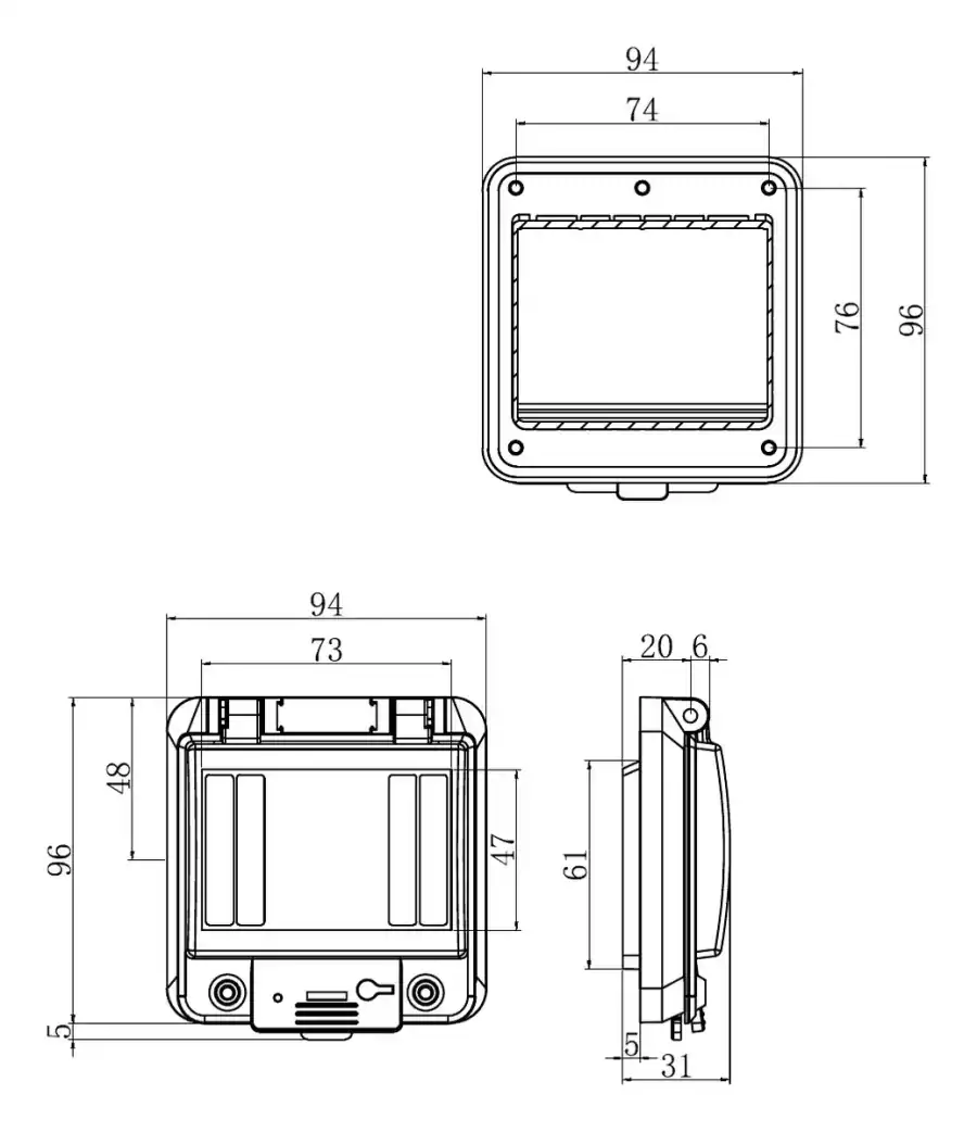 4 modules dimensional line drawing