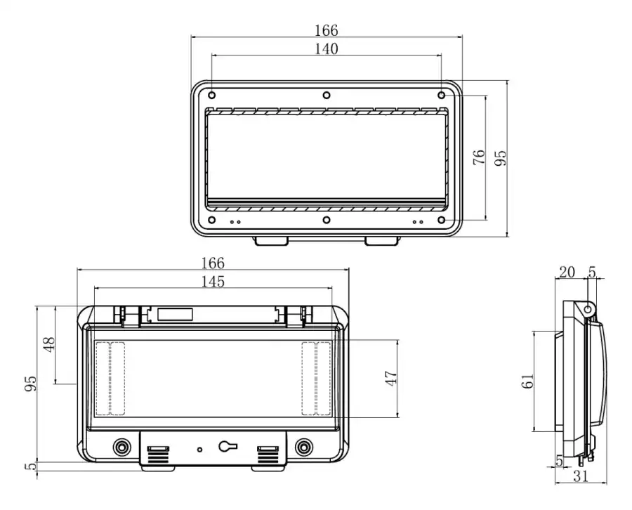 8 modules dimensional line drawing