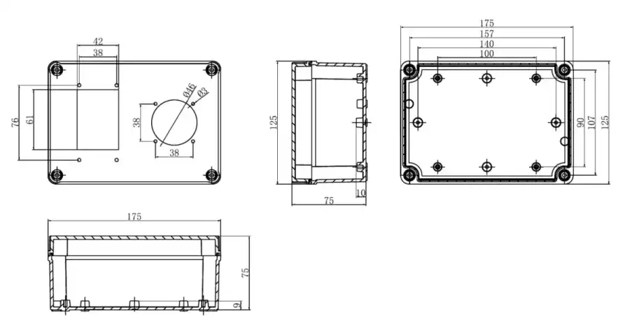 Double Socket dimensional line drawing