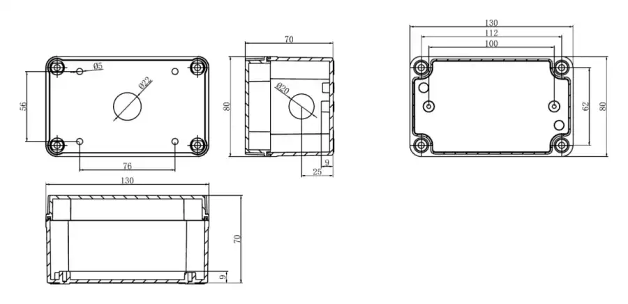 Single-hole dimensional line drawing